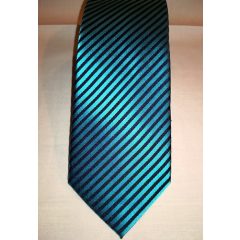 Tengerzöld alapon fekete csíkos selyem nyakkendő