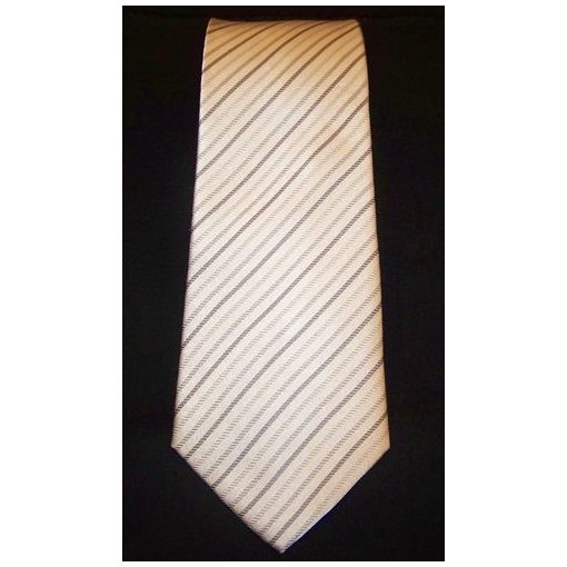 Fehér alapon szürke csíkos selyem nyakkendő