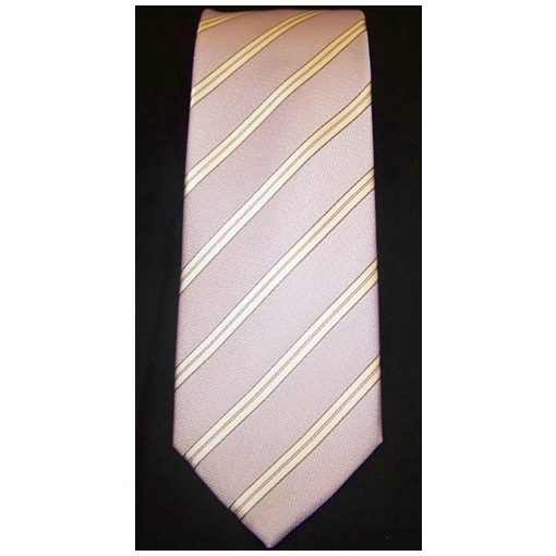 Világoslila alapon szürke és fehér csíkos selyem nyakkendő