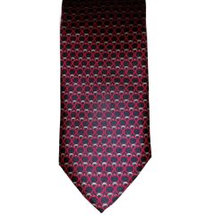 Fekete alapon piros és fehér mintás selyem nyakkendő