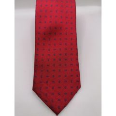 Piros alapon királykék mintás selyem nyakkendő