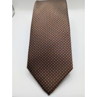   Csokoládébarna alapon kék mintás mintás selyem nyakkendő