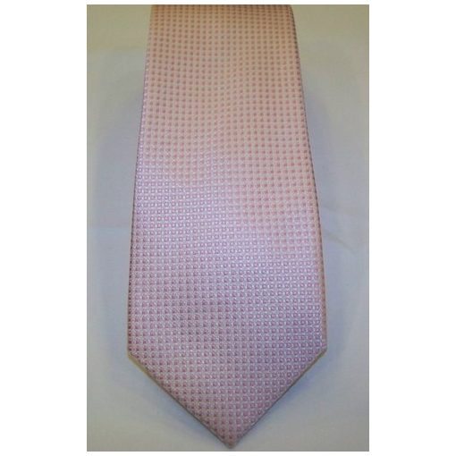 Fehér alapon rózsaszín mintás selyem nyakkendő