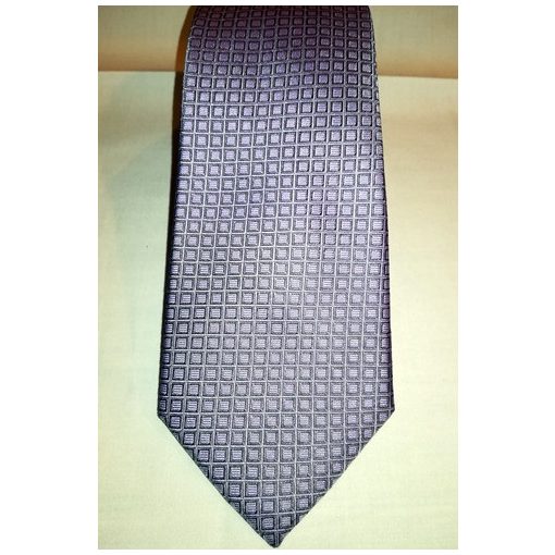 Lila alapon sötétszürke mintás selyem nyakkendő