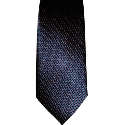 Sötétkék alapon barna mintás selyem nyakkendő