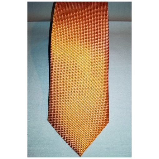 Narancssárga alapon fehér mintás selyem nyakkendő
