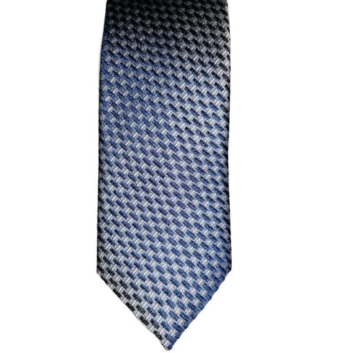 Szürke alapon sötétkék mintás selyem nyakkendő