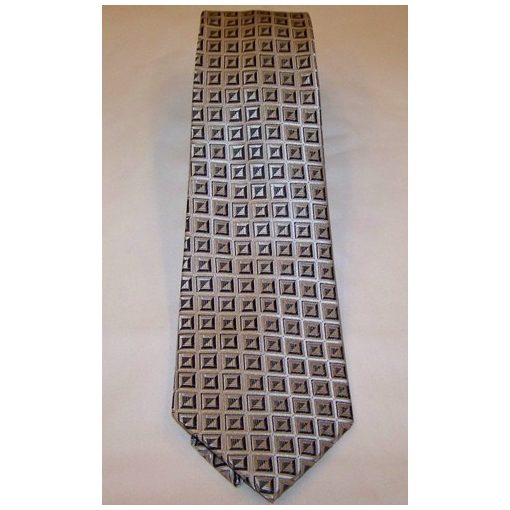 Ezüstszürke alapon fekete mintás selyem nyakkendő