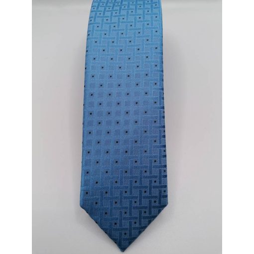 Acélkék alapon fekete mintás selyem nyakkendő