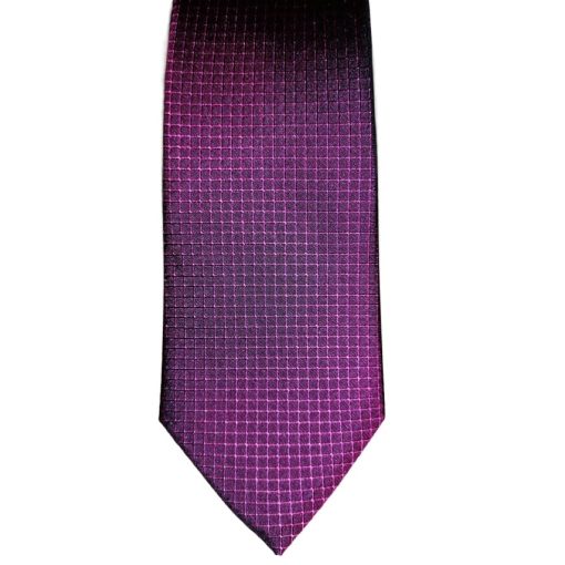 Püspöklila alapon rózsaszín mintás selyem nyakkendő