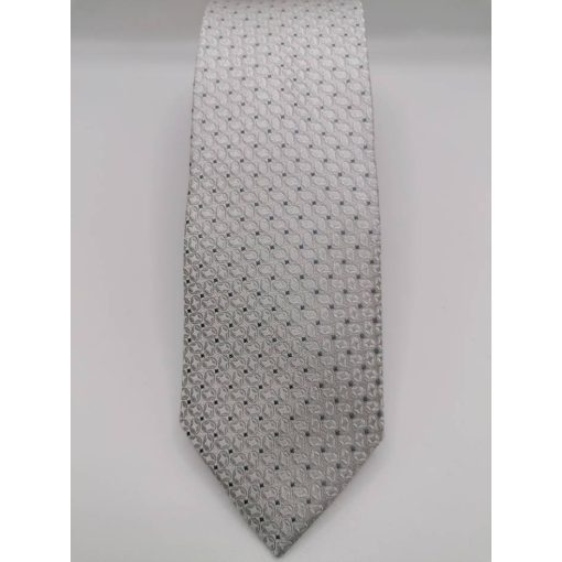 Világosszürke alapon szürke és sötétszürke mintás selyem nyakkendő