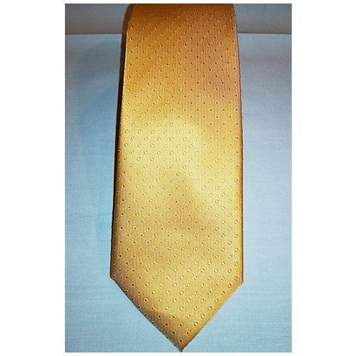 Aranysárga, anyagában pöttyös selyem nyakkendő