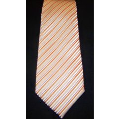   Narancssárga, fehér és barack csíkos poliészter nyakkendő