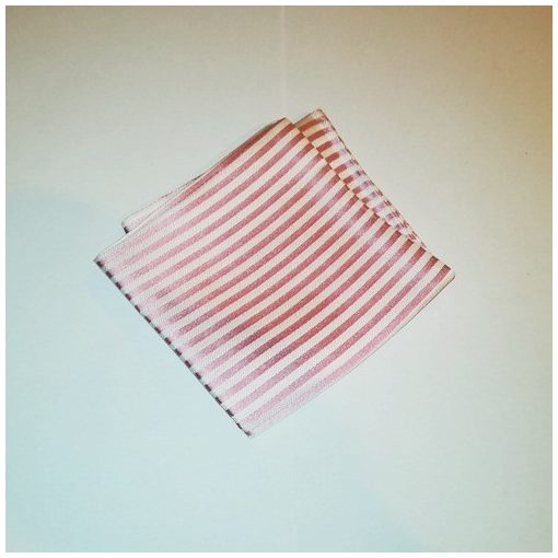 Fehér alapon rózsaszín csíkos selyem díszzsebkendő