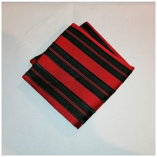 Piros alapon fekete csíkos selyem díszzsebkendő