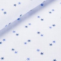   Fehér alapon farmerkék és sötétkék mintás len díszzsebkendő