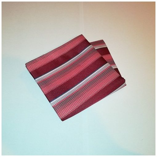 Bordó alapon piros, fehér, szürke és sötétkék mintás selyem díszzsebkendő