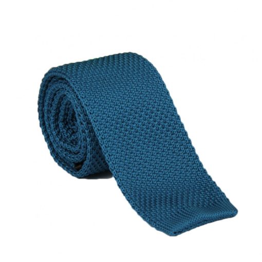 Olajkék kötött selyem nyakkendő