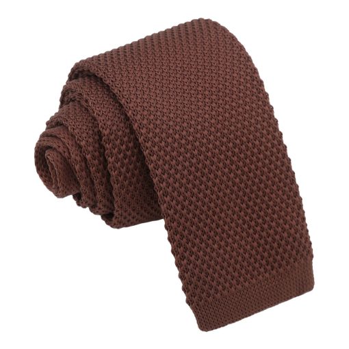 Csokoládébarna kötött selyem nyakkendő