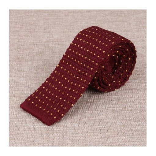 Bordó alapon sárga mintás kötött selyem nyakkendő