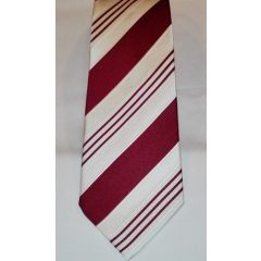 Törtfehér alapon bordó csíkos selyem nyakkendő