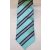 Türkízzöld alapon sötétkék és fehér csíkos selyem nyakkendő