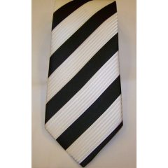 Fehér alapon fekete csíkos selyem nyakkendő