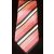Rózsaszín alapon fehér és szürke csíkos selyem nyakkendő