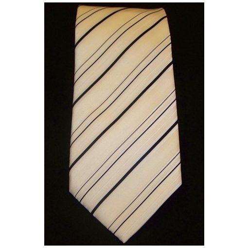 Törtfehér alapon fekete csíkos selyem nyakkendő