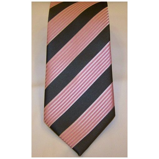 Rózsaszín és szürke csíkos selyem nyakkendő