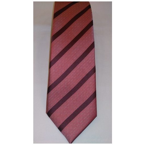 Bordó alapon piros és szürke csíkos selyem nyakkendő