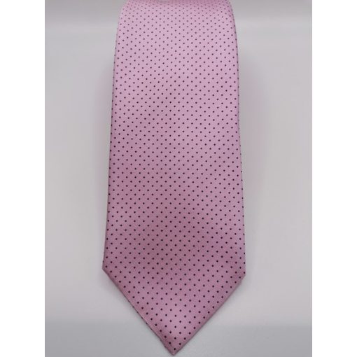 Rózsaszín alapon fekete pöttyös selyem nyakkendő