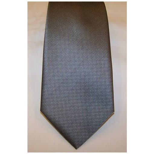 Ezüstszürke alapon fekete mintás selyem nyakkendő