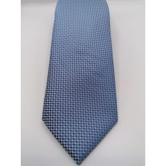   Acélkék alapon szürke és világoskék mintás selyem nyakkendő