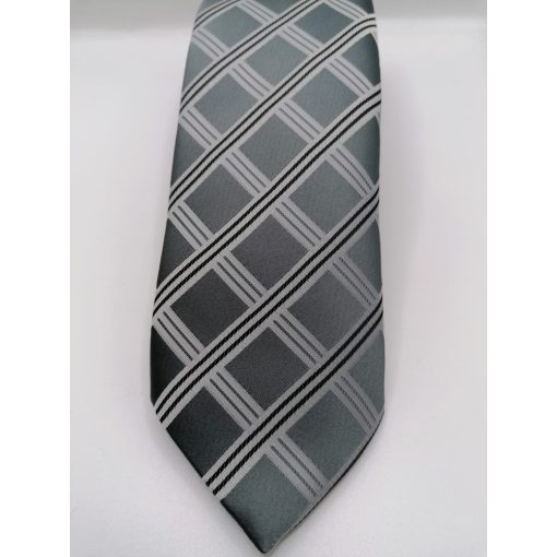 Szürke alapon fekete mintás selyem nyakkendő