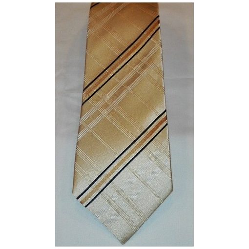 Bézs alapon barna és fekete mintás selyem nyakkendő
