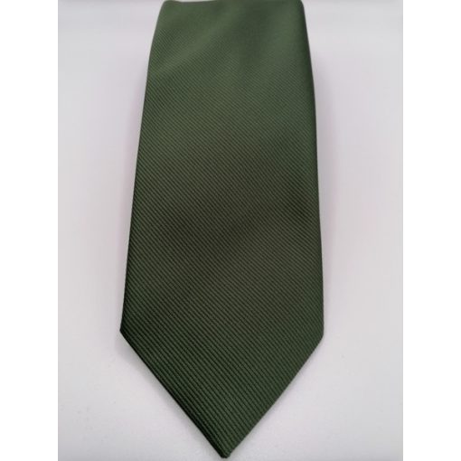Sötétzöld, anyagában csíkos selyem nyakkendő