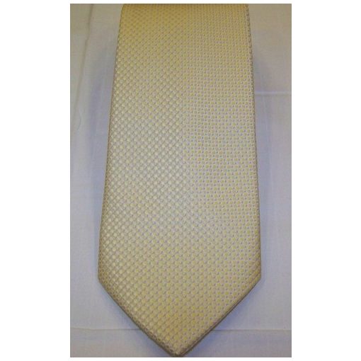 Krémszín alapon sárga és fehér mintás poliészter nyakkendő